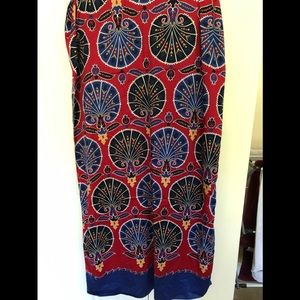 Silk wrap/ scarf in red and royal blue